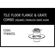 Marley Solvent Joint Tile Floor Flanged & Stainless Grate Combo (Square) 80DN - TFW80SS
